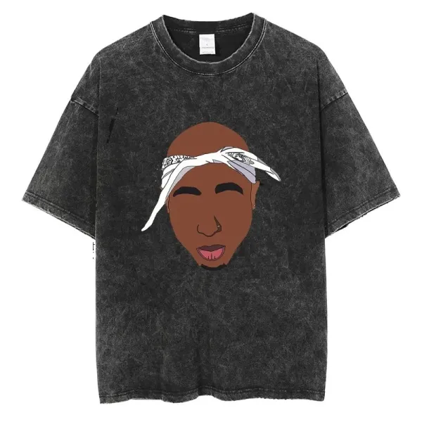 Design Tupac Graphic Acid Wash T-Shirt - 1
