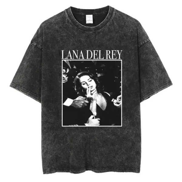 Design Lana Del Rey Graphic Acid Wash Black T-Shirt T-Shirts - 1