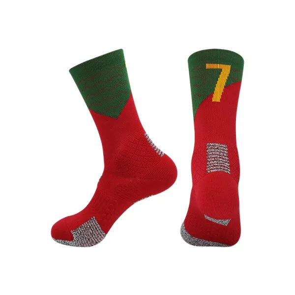 Portugal National Team #7 Soccer Socks Red Green - 1