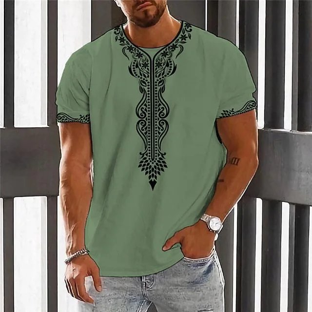 Design Floral Embroidery Print White T-Shirt with Navy Trim - 4