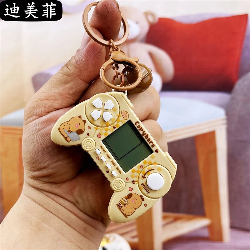 Design Capybura Mini Game Console Keychain Beige Accessories