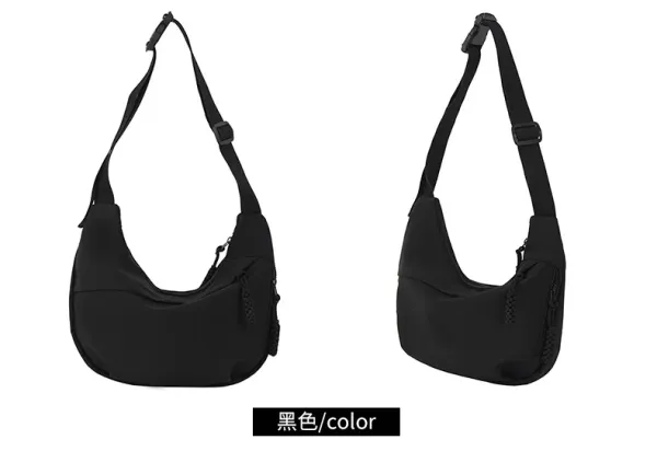 Design Canvas Hobo Bag Beige with Black Straps Shoulder Bag - 20