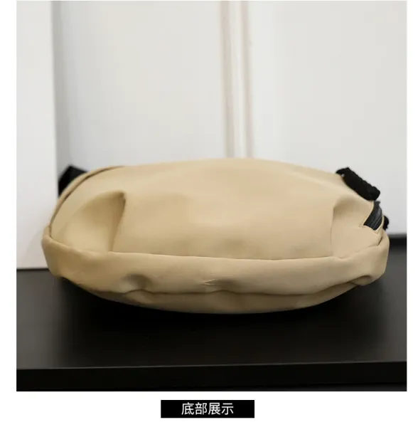Design Canvas Hobo Bag Beige with Black Straps Shoulder Bag - 25