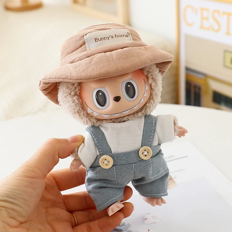 Design Bunny's Home Plush Doll with Bucket Hat and Denim Overalls Accessories