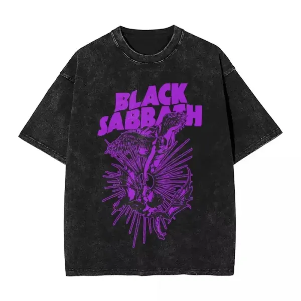 Design Black Sabbath Graphic Acid Wash T-Shirt Black T-Shirts - 1