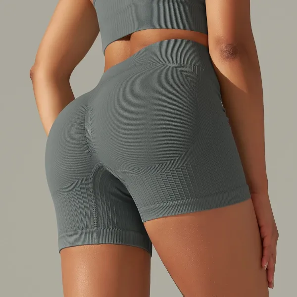 Design Ribbed High-Waisted Sculpting Shorts Gray - 1
