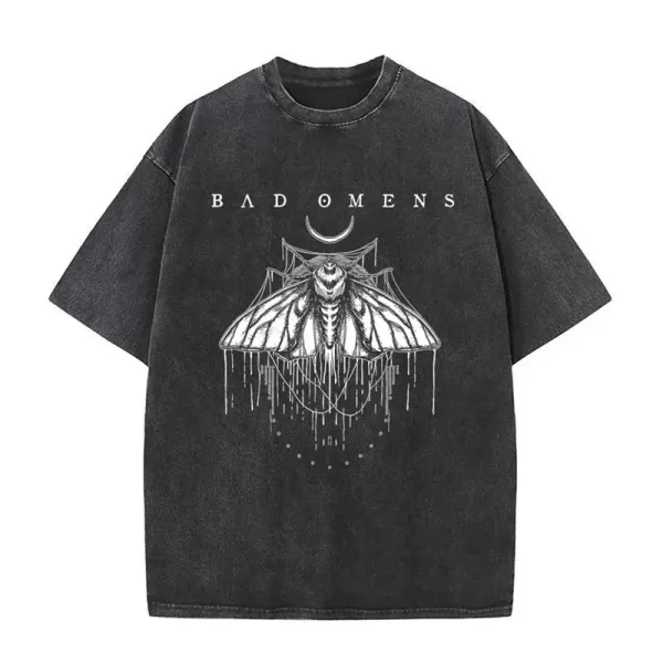 Design Bad Omens Graphic Print Washed Black T-Shirt T-Shirts - 1