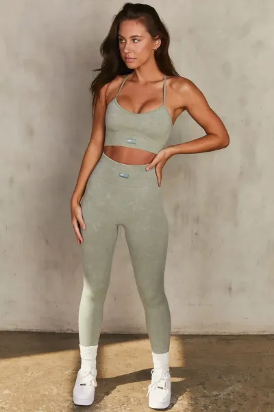 Gymshark Activewear Set Sage Marble Leggings and Sports Bra - 1