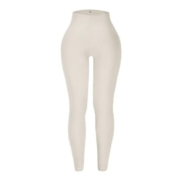 Design Ribbed High-Waist Leggings Beige - 1