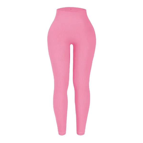 Design Ribbed High-Waisted Leggings Pink - 1