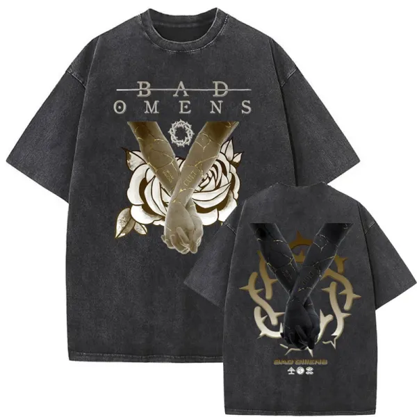 Design Bad Omens Band Graphic Oversized T-Shirt Black T-Shirts - 1