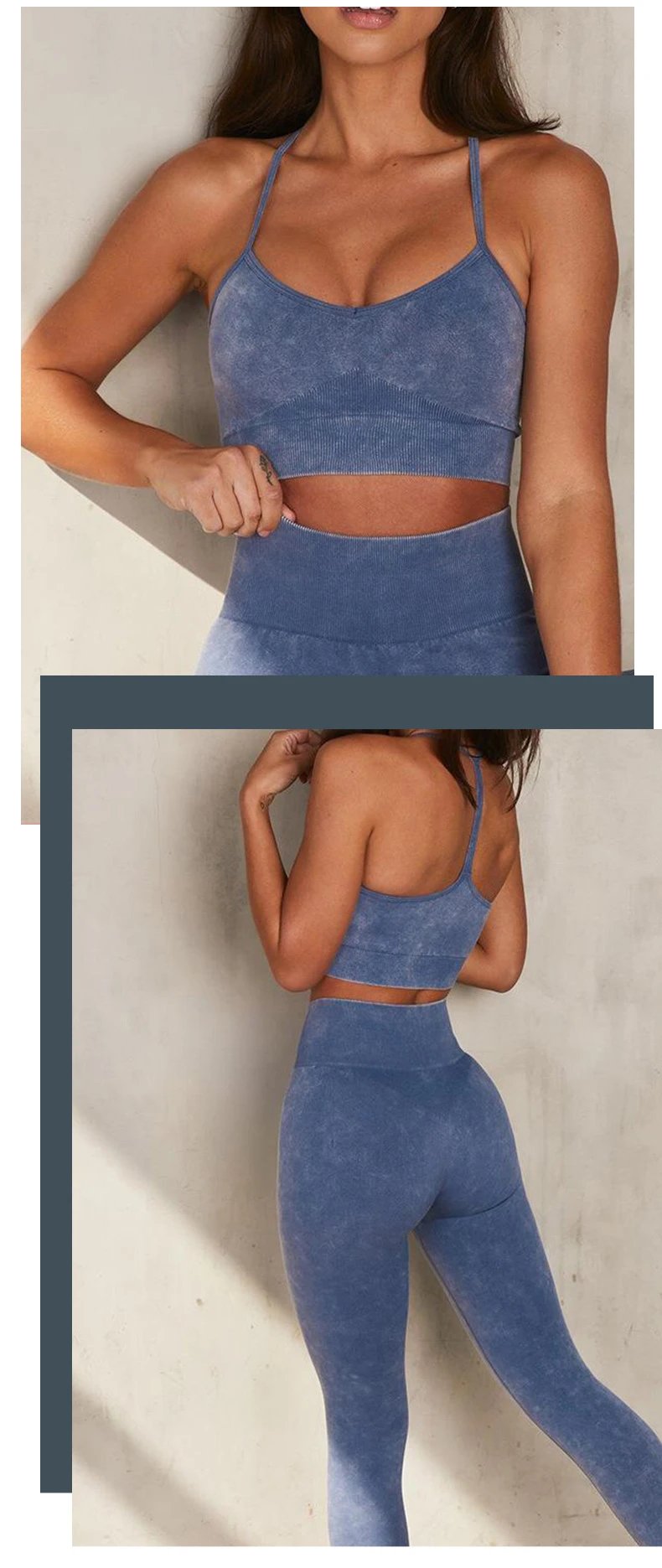 Design Ribbed Halter Crop Top and High-Waisted Leggings Set Beige Activewear - 14