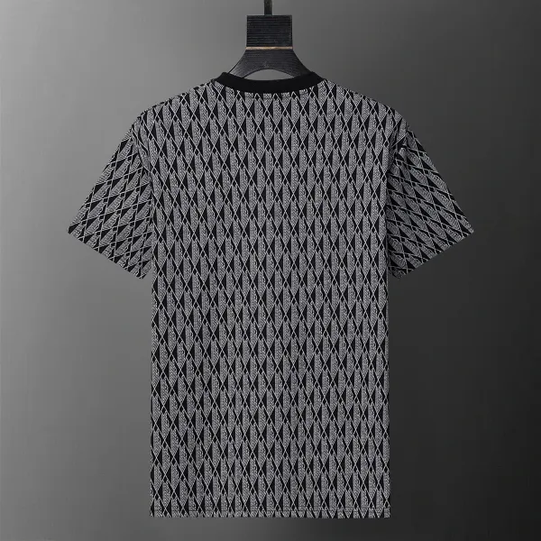 Design Checkerboard Texture T-Shirt with Embroidered Graphic White T-Shirt - 3
