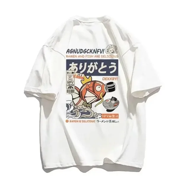 Design Ramen Fish Graphic Print Beige T-Shirt - 6
