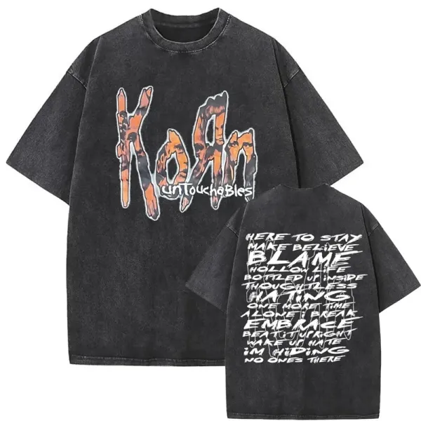 Design Korn Untouchables Graphic Print Acid Wash T-Shirt T-Shirts - 1