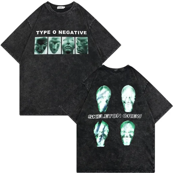 Design Type O Negative x Skeleton Crew Acid Wash Black T-Shirt T-Shirts - 1