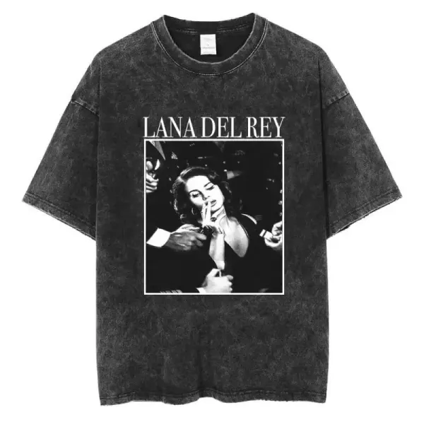 Design Lana Del Rey Graphic Acid Wash Black T-Shirt T-Shirts - 1