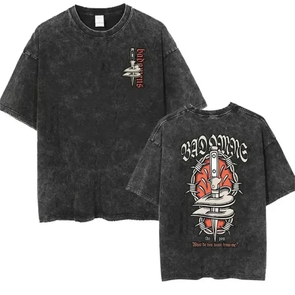 Badfriend Dagger Graphic Acid Wash T-Shirt - 1