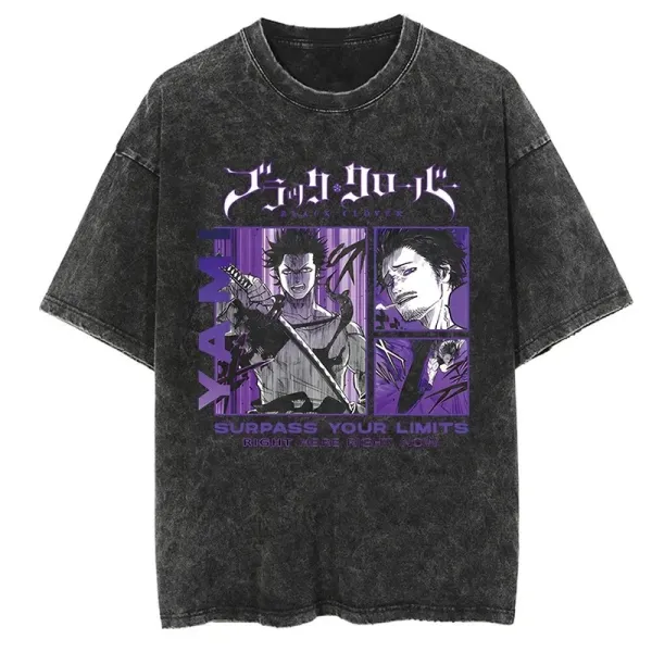 Design Black Clover Yami Sukehiro Oversized Washed Black T-Shirt T-Shirts - 1