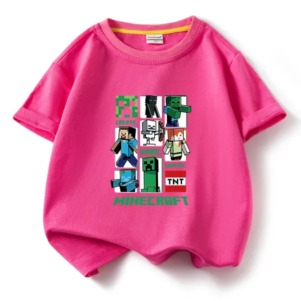 Design Minecraft Character Grid Pink T-Shirt T-Shirts - 1