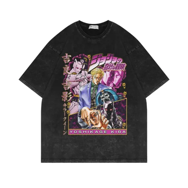 Design JoJo's Bizarre Adventure Yoshikage Kira Graphic Oversized T-Shirt Black - 1