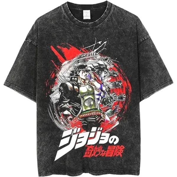 Design JoJo's Bizarre Adventure Graphic Acid Wash T-Shirt T-Shirts - 1