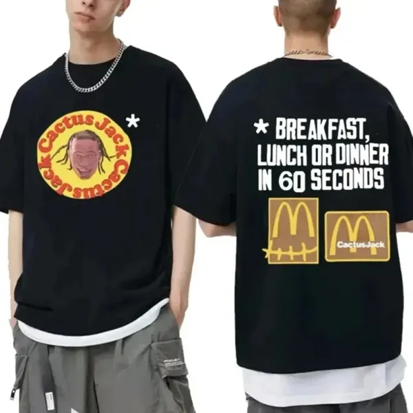 Cactus Jack x McDonald's Breakfast in 60 Seconds Graphic T-Shirt Black - 1