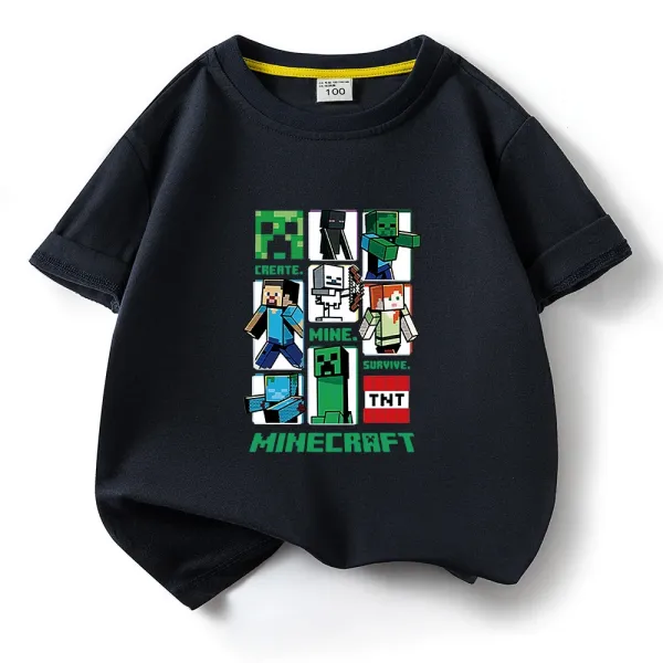 Design Minecraft Pixel Art Graphic Print Black T-Shirt T-Shirts - 1