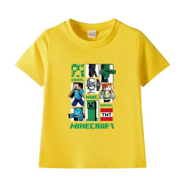 Design Minecraft Graphic Print Pink T-Shirt T-Shirts - 8