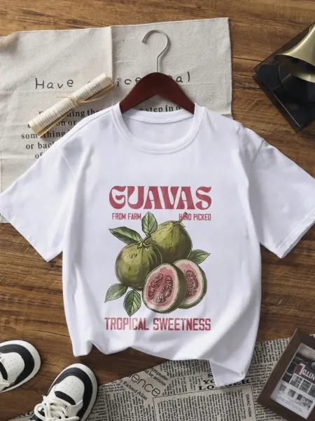 Design Guava Print Graphic T-Shirt White - 15