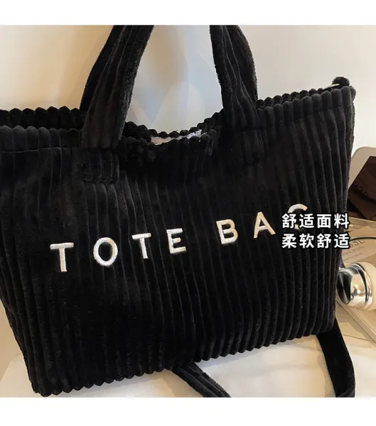 Design Corduroy Tote Bag Beige - 7