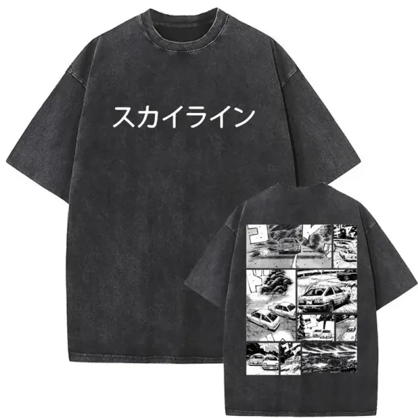 Design Skyline Manga Panel T-Shirt Black - 1