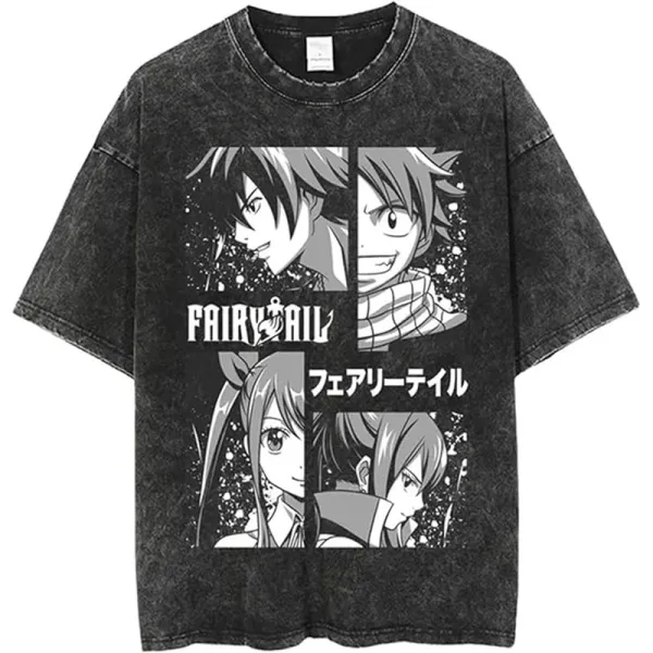 Design Fairy Tail Manga Panel Graphic T-Shirt Black T-Shirts - 1