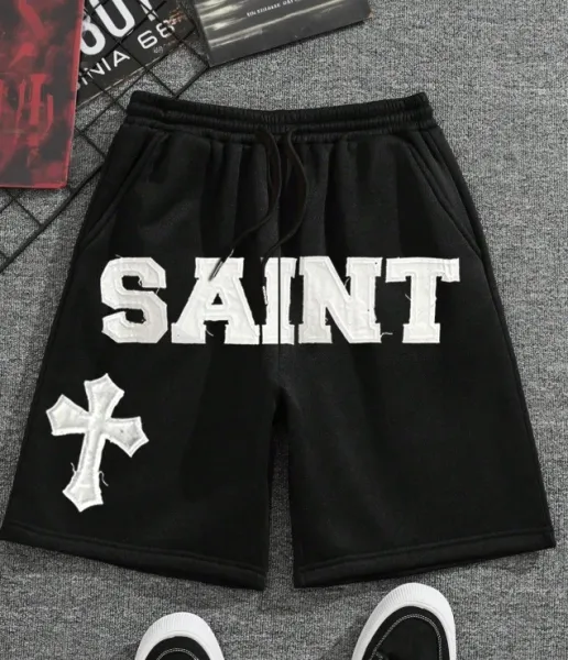 Saint Tears Leopard Print 'SAINT' Cross Shorts - 3