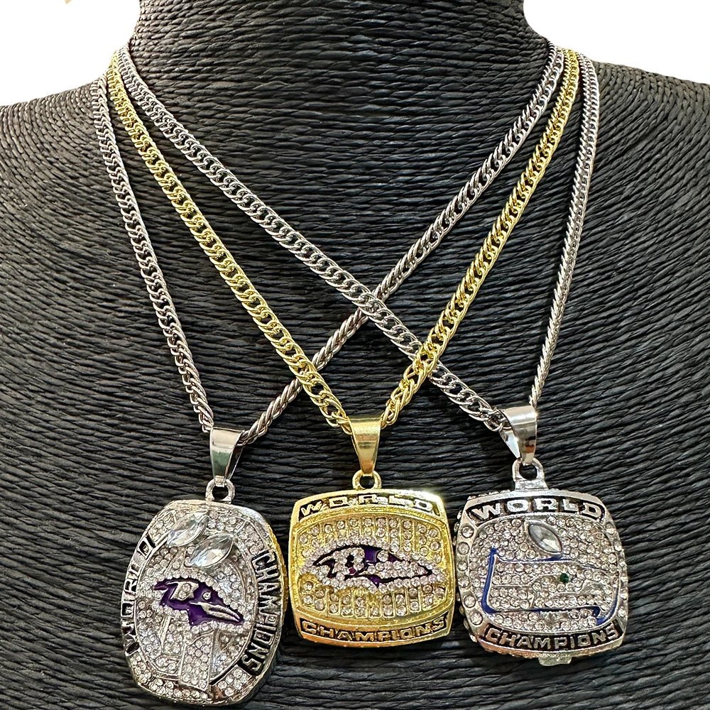 Design Baltimore Ravens Super Bowl Champions Pendant Necklace Silver Purple Crystal Jewelry - 3