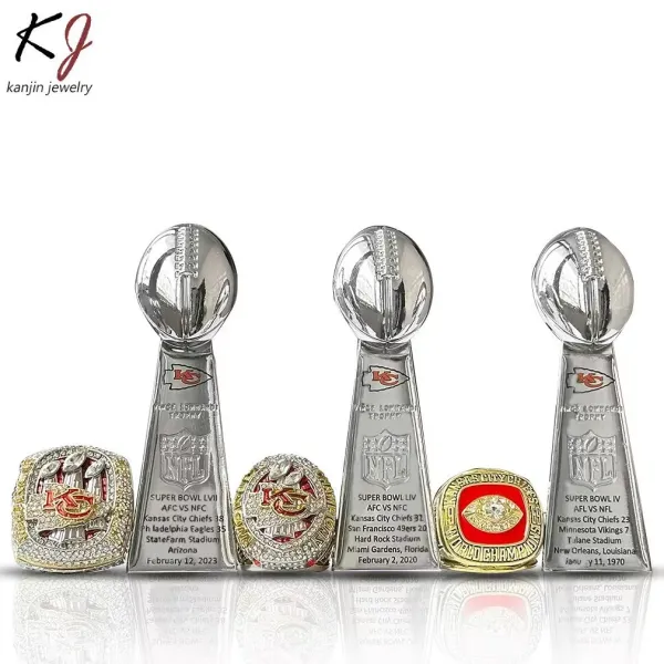 Design Kansas City Chiefs Super Bowl Trophy Replicas and Championship Rings Jewelry Set Jewelry - 12