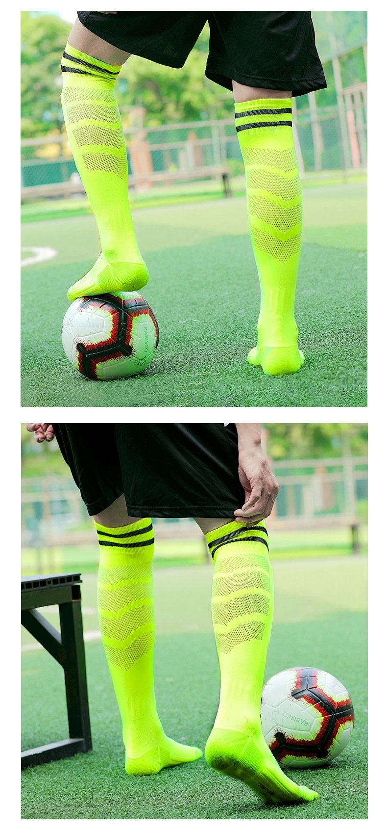 Design Knee-High Sport Socks Blue with White Stripes - 12