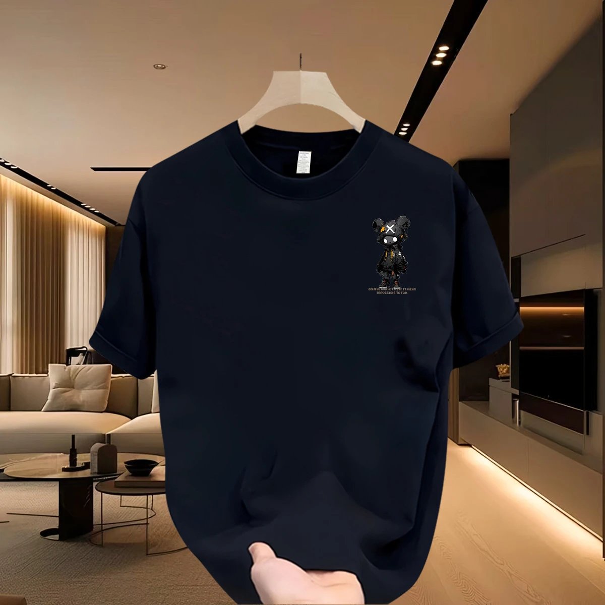 Design Graphic Print Navy T-Shirt Tops.t Shirts - 37