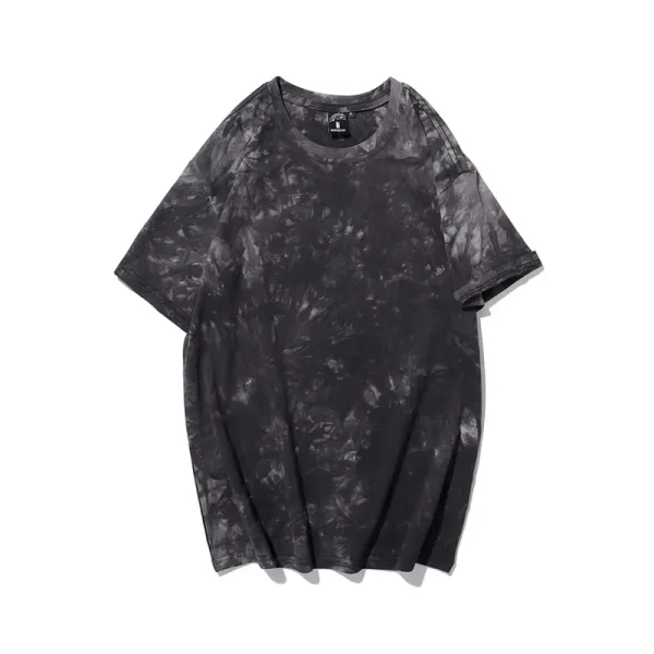Design Tie-Dye Washed Black T-Shirt Tops.t Shirts - 1