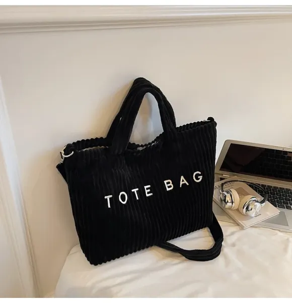 Design Corduroy Tote Bag Beige - 30