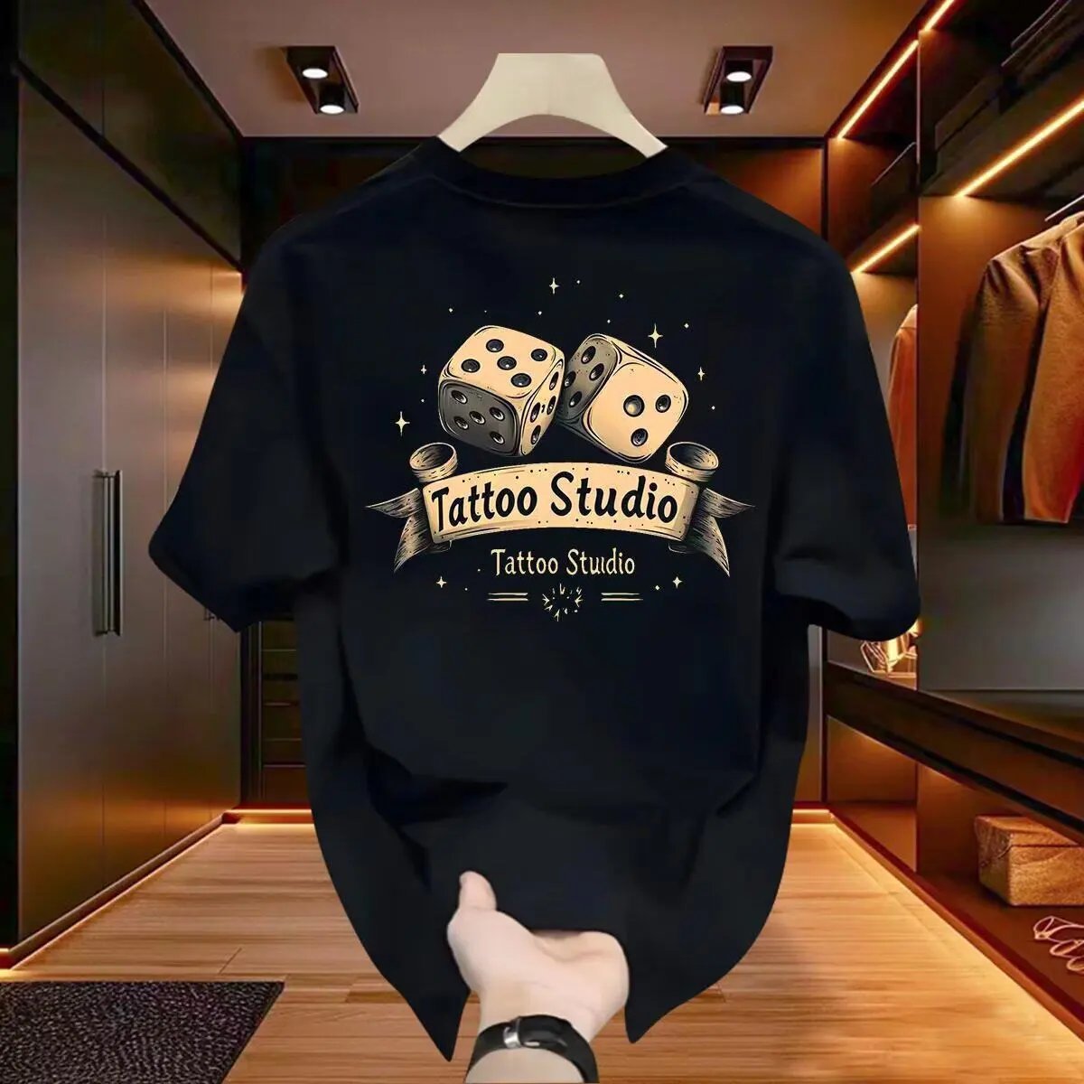 Design Tattoo Studio Dice Print White T-Shirt - 5