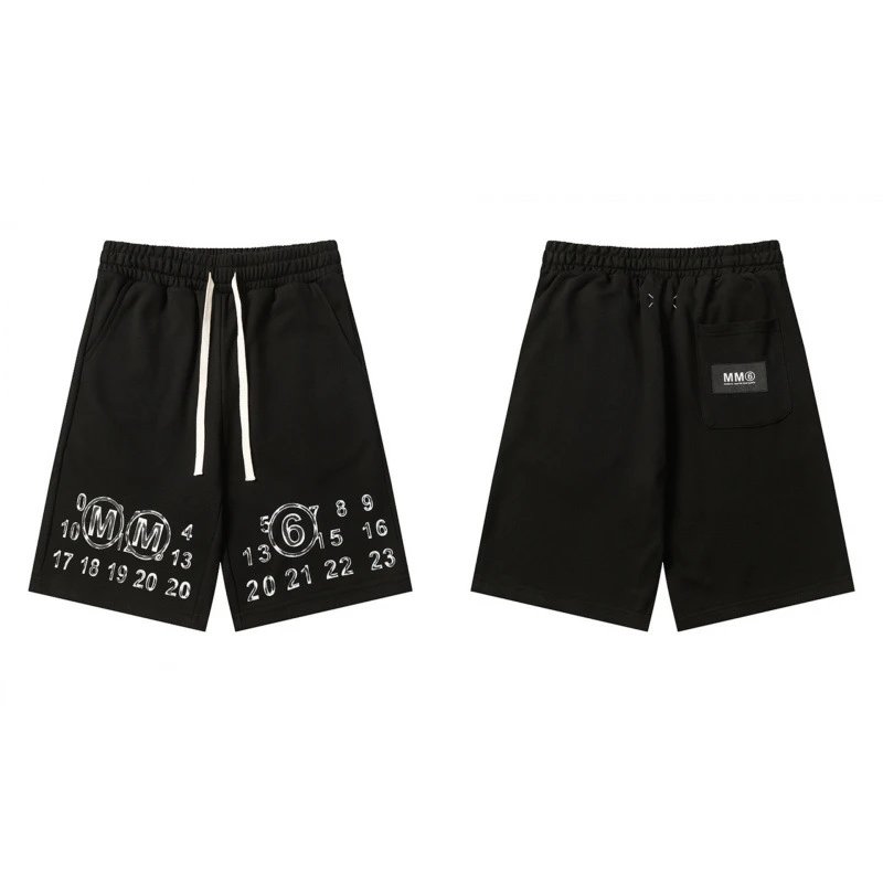 MM6 Maison Margiela Numeric Print Drawstring Shorts Black