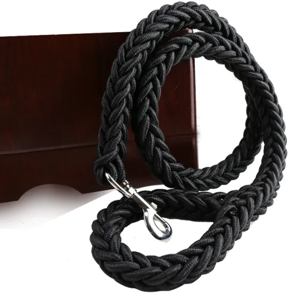 Design Braided Rope Leash Black Pet Accessory - 1