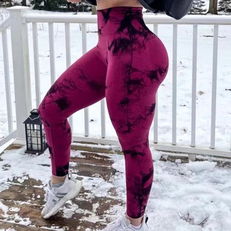 Design Tie-Dye High-Waist Leggings Magenta Black