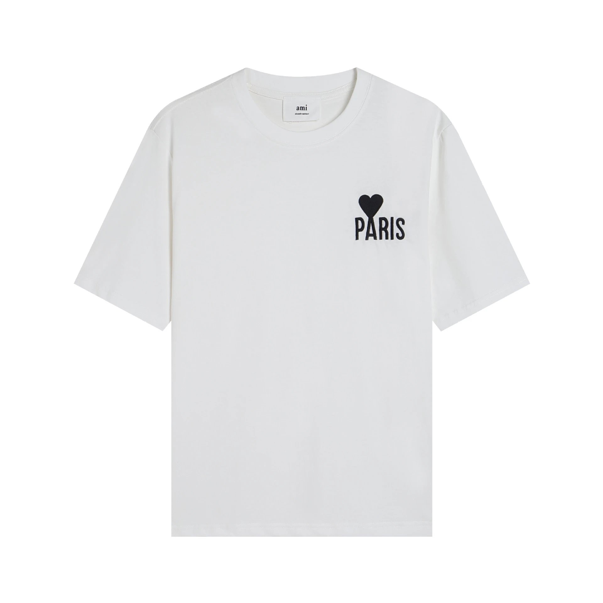 AMI Paris Logo Embroidered Beige T-Shirt - 12