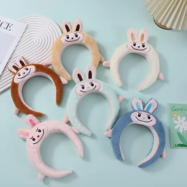 Design Plush Bunny Ears Headband Coral Pink Accessories - 3