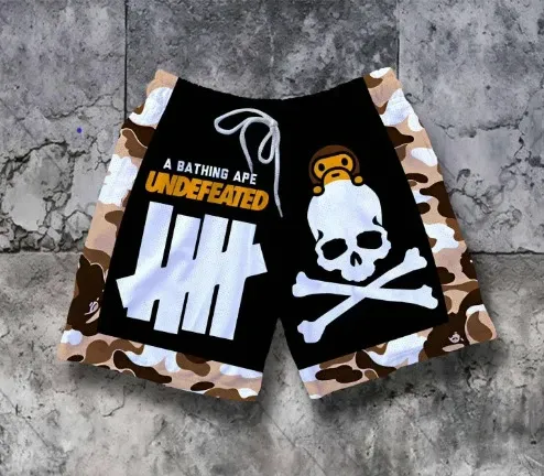 Undefeated x A Bathing Ape Blue Camo Basketball Shorts - 5