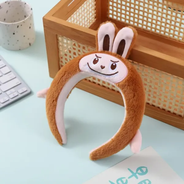 Design Plush Bunny Ears Headband Coral Pink Accessories - 12