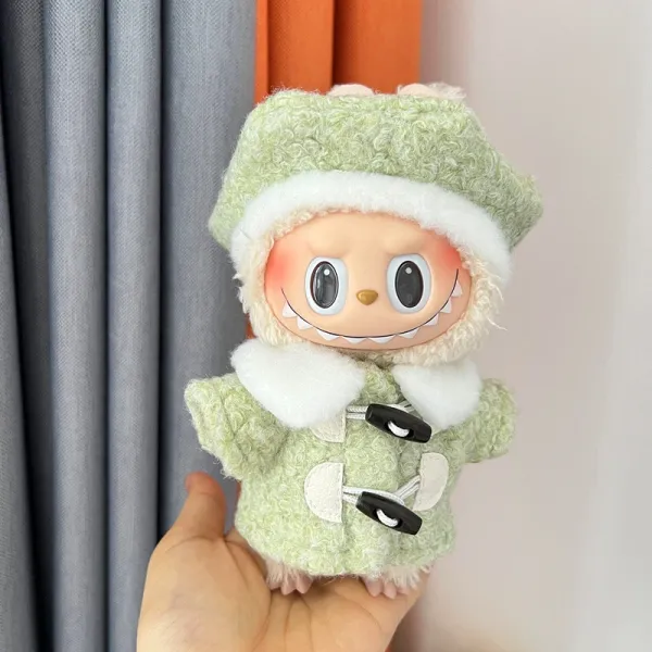 Pop Mart Labubu Duffle Coat Green Plush Doll Accessories - 1