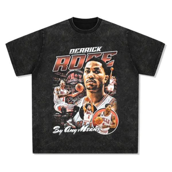 Design Chicago Bulls Derrick Rose 'By Any Means' Graphic T-Shirt Black T-Shirts - 1